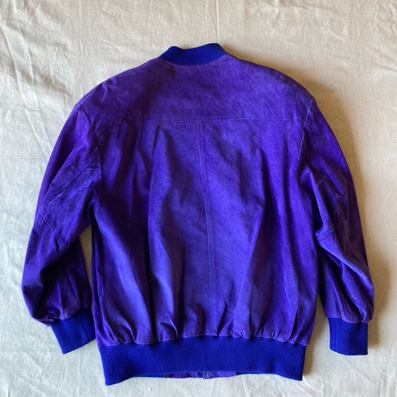 Vintage Purple Suede Bomber Jacket by Cedars size M - Picture 2 of 3